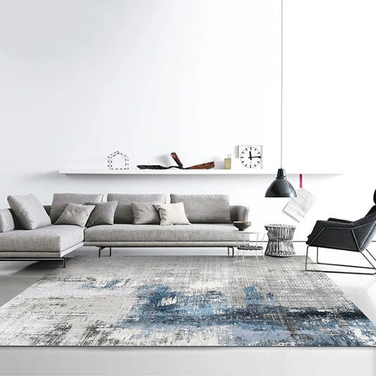 RIGA tapis moderne style urbain bleu et gris - Mon Beau Tapis