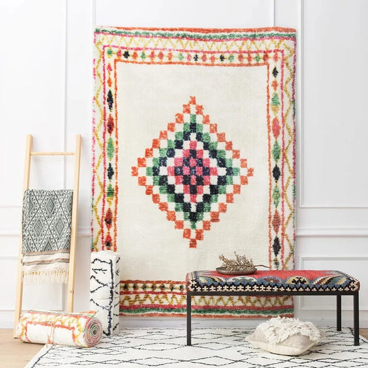 TANGE tapis style berbère gros losange multicolore - Mon Beau Tapis